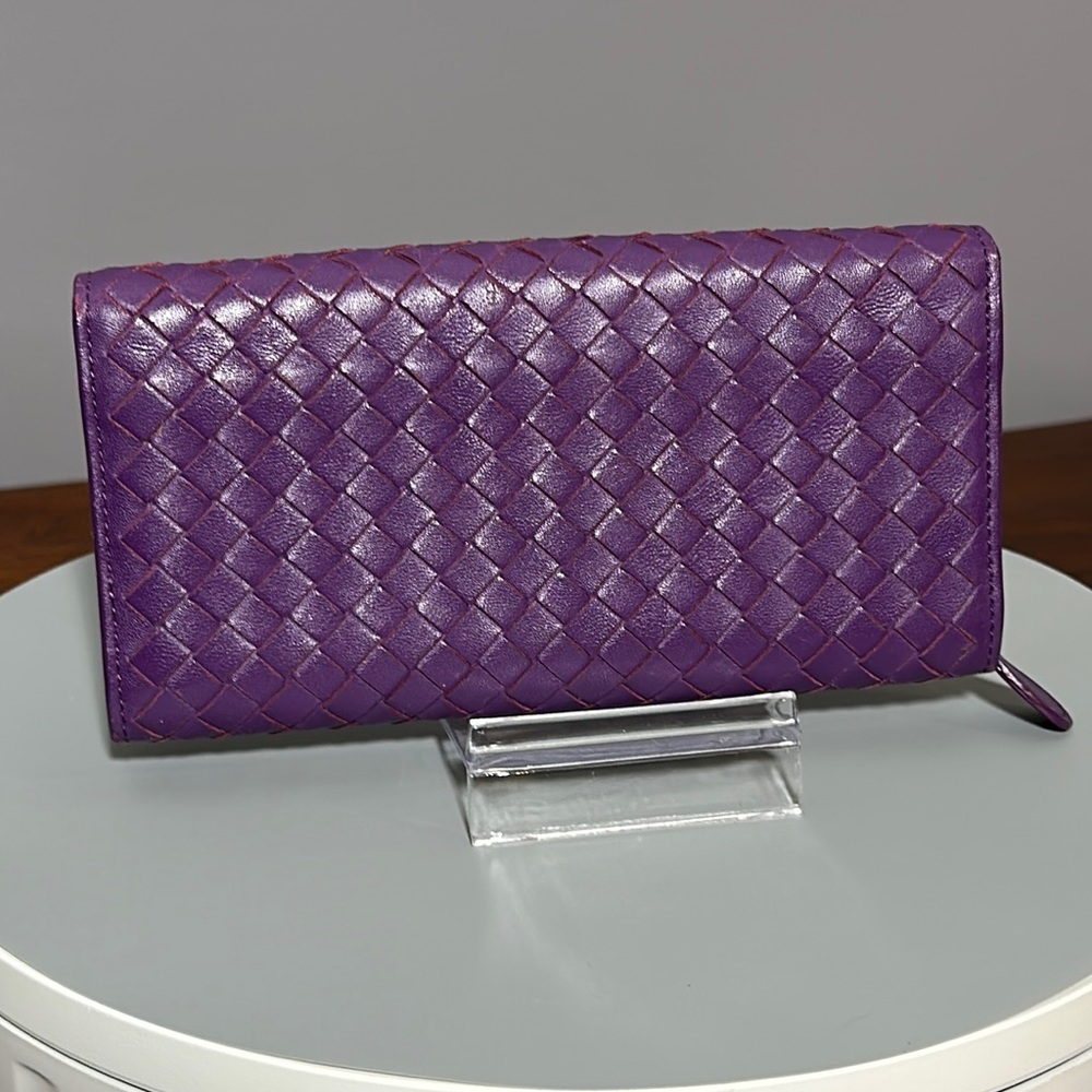 Bottega Veneta Intrecciato Bifold Long Wallet Lambskin Purple - Picture 3 of 14